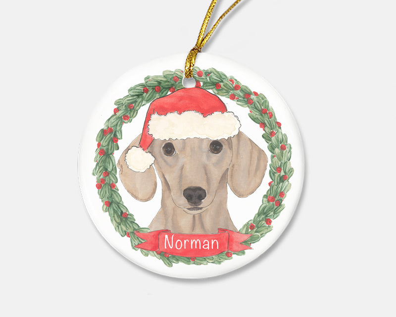 Personalized Dachshund (Smooth, Red) Christmas Ornament