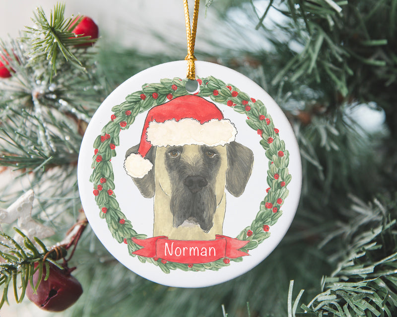 Personalized Great Dane (Fawn) Christmas Ornament