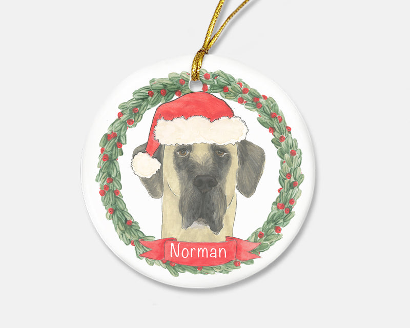 Personalized Great Dane (Fawn) Christmas Ornament