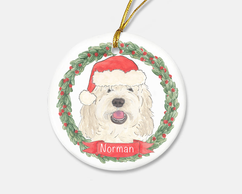 Personalized Doodle (Cream) Christmas Ornament