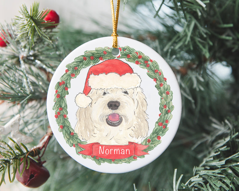 Personalized Doodle (Cream) Christmas Ornament