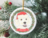 Personalized Cockapoo (White) Christmas Ornament
