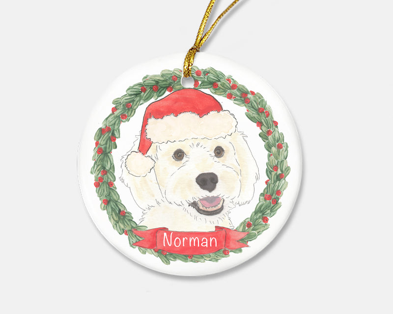 Personalized Cockapoo (White) Christmas Ornament