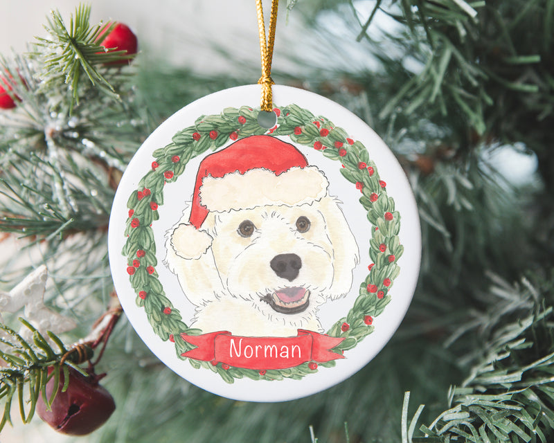 Personalized Cockapoo (White) Christmas Ornament