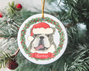 Personalized English Bulldog (Brindle) Christmas Ornament