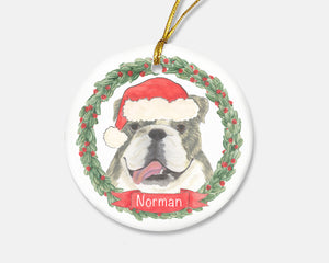 Personalized English Bulldog (Brindle) Christmas Ornament