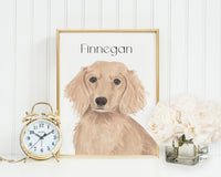 Personalized Dachshund (Red, Long Haired) Fine Art Prints