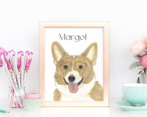 Personalized Corgi (Fawn & White) Fine Art Prints