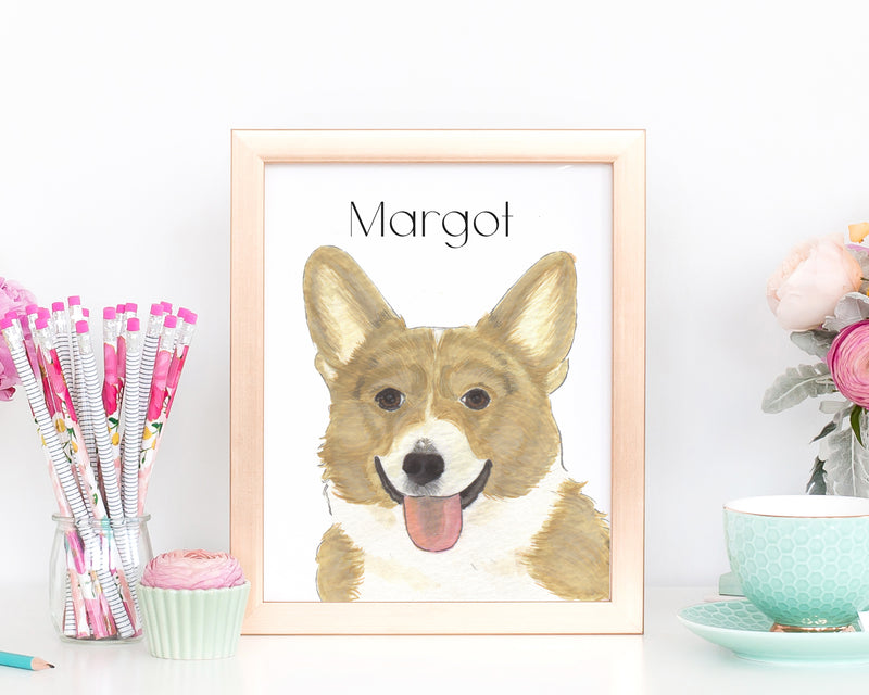 Personalized Corgi (Fawn & White) Fine Art Prints