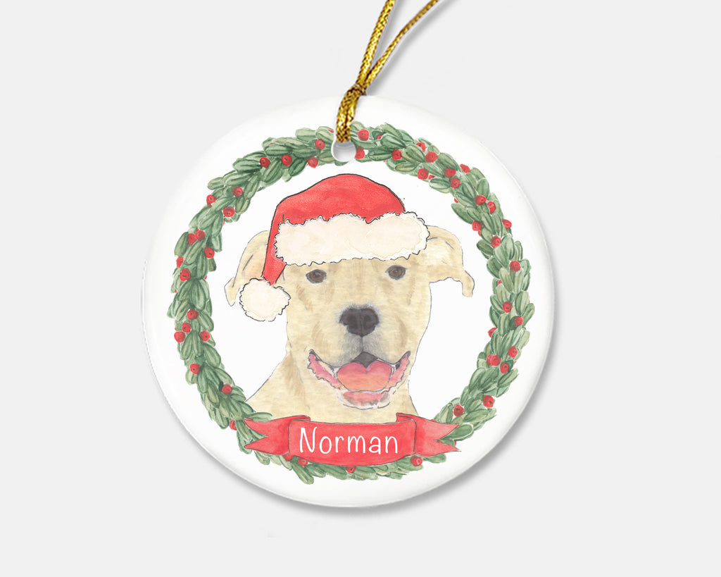 Personalized Pitbull (Fawn) Christmas Ornament