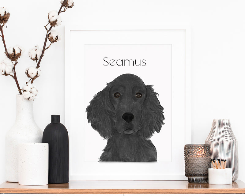 Personalized Flat Coated Retriever Fine Art Prints