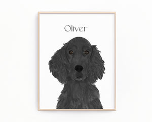 Personalized Flat Coated Retriever Fine Art Prints