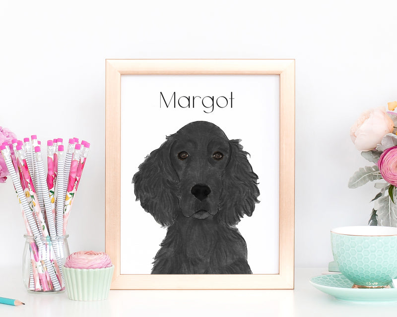Personalized Flat Coated Retriever Fine Art Prints
