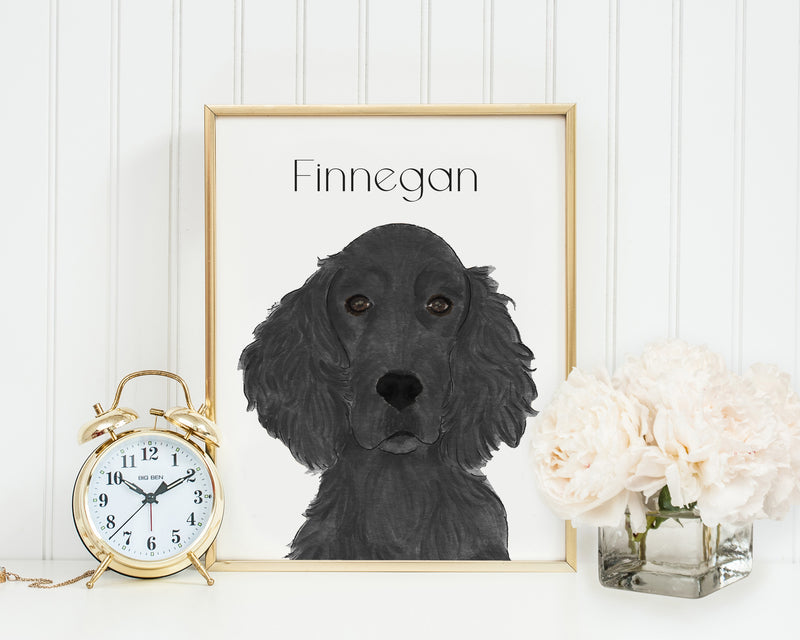 Personalized Flat Coated Retriever Fine Art Prints