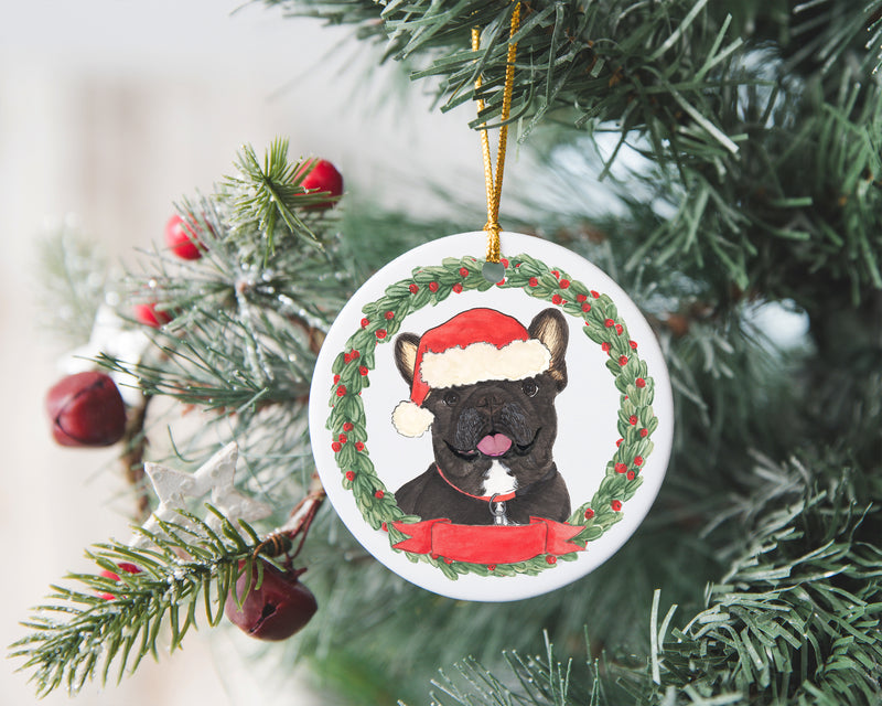 Personalized Frenchie (Black / Brindle) Christmas Ornament