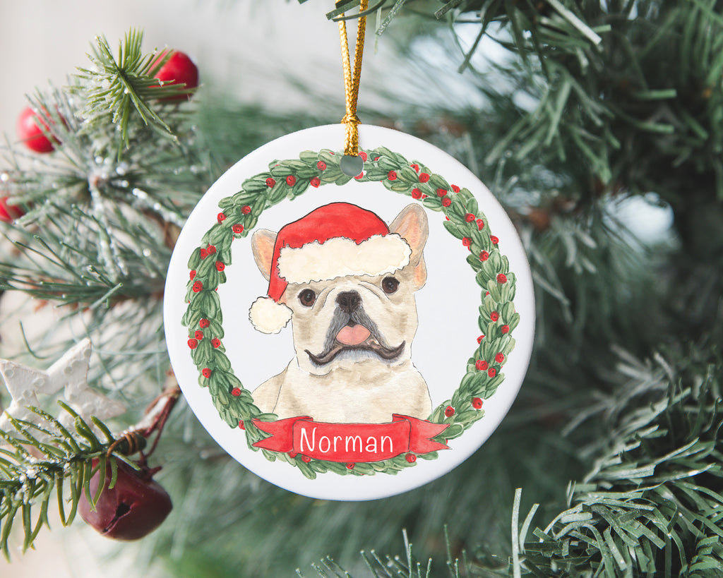 Personalized Frenchie (Fawn / Cream) Christmas Ornament