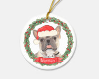 Personalized Frenchie (Blue Fawn Tricolor) Christmas Ornament