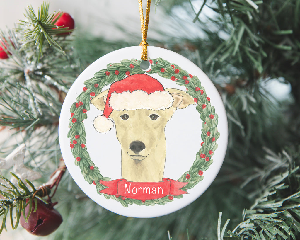 Personalized Greyhound (Fawn) Christmas Ornament
