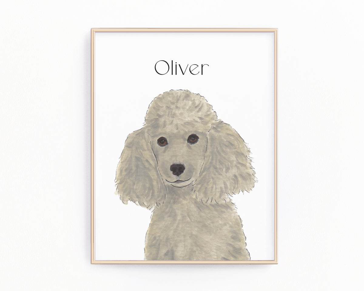 Personalized Poodle (Grey) Fine Art Prints
