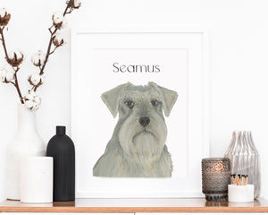 Personalized Schnauzer (Grey) Fine Art Prints