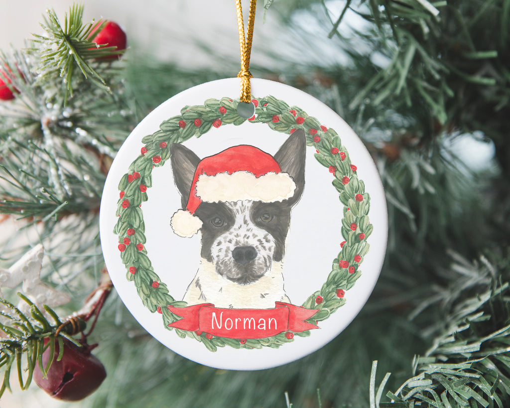Personalized Australian Cattledog (Black & White) Christmas Ornament