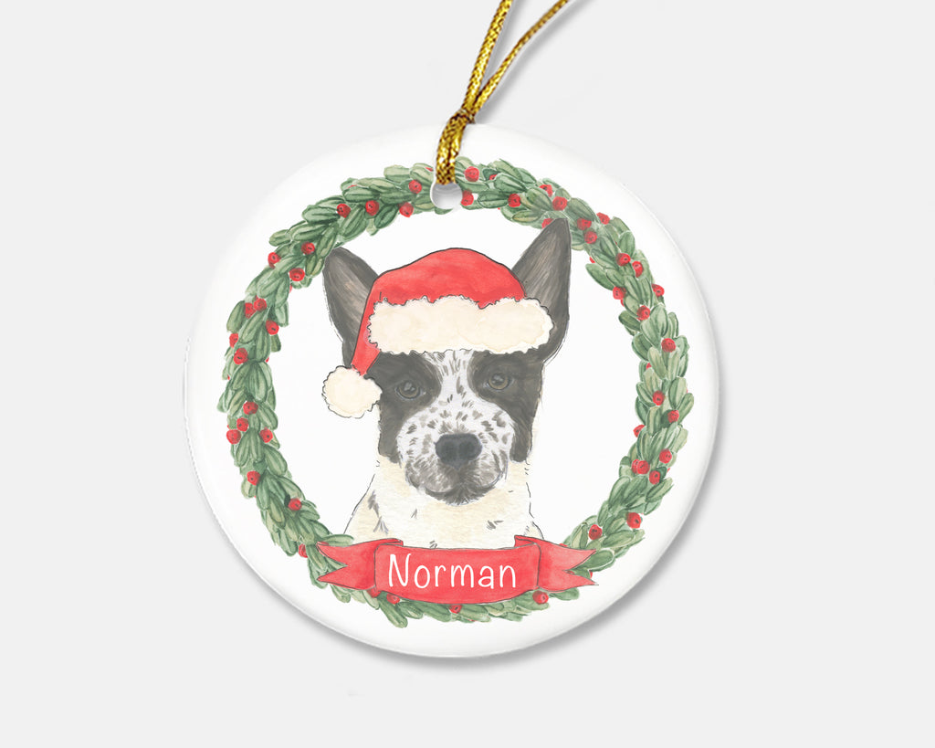 Personalized Australian Cattledog (Black & White) Christmas Ornament