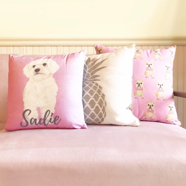 Personalized Black & Tan Tri-Color French Bulldog Reversible Throw Pillow