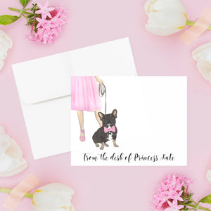 Black & Tan Tricolor Frenchie Walkin' Flat Cards (Set of 10)