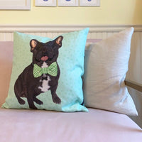 Personalized Black & Tan Tri-Color French Bulldog Reversible Throw Pillow