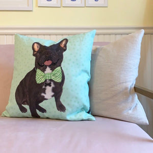 Personalized Black & Tan Tri-Color French Bulldog Reversible Throw Pillow