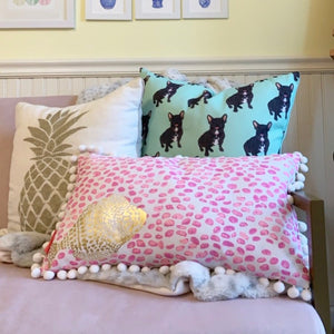 Personalized Black & Tan Tri-Color French Bulldog Reversible Throw Pillow