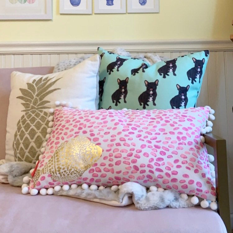 Personalized Black & Tan Tri-Color French Bulldog Reversible Throw Pillow