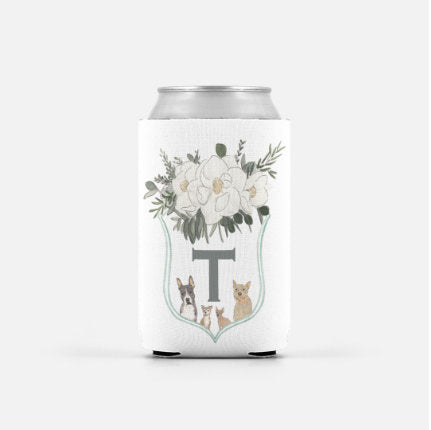 Watercolor Family Crest Can Cooler Wedding Favors