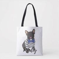 Personalized French Bulldog (Black / Brindle) Tote Bag