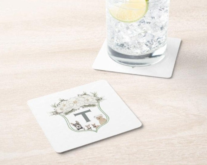 Watercolor Family Crest Paper Coasters