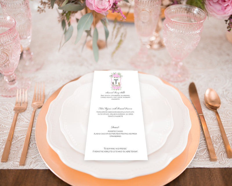 Custom Wedding Crest Menu