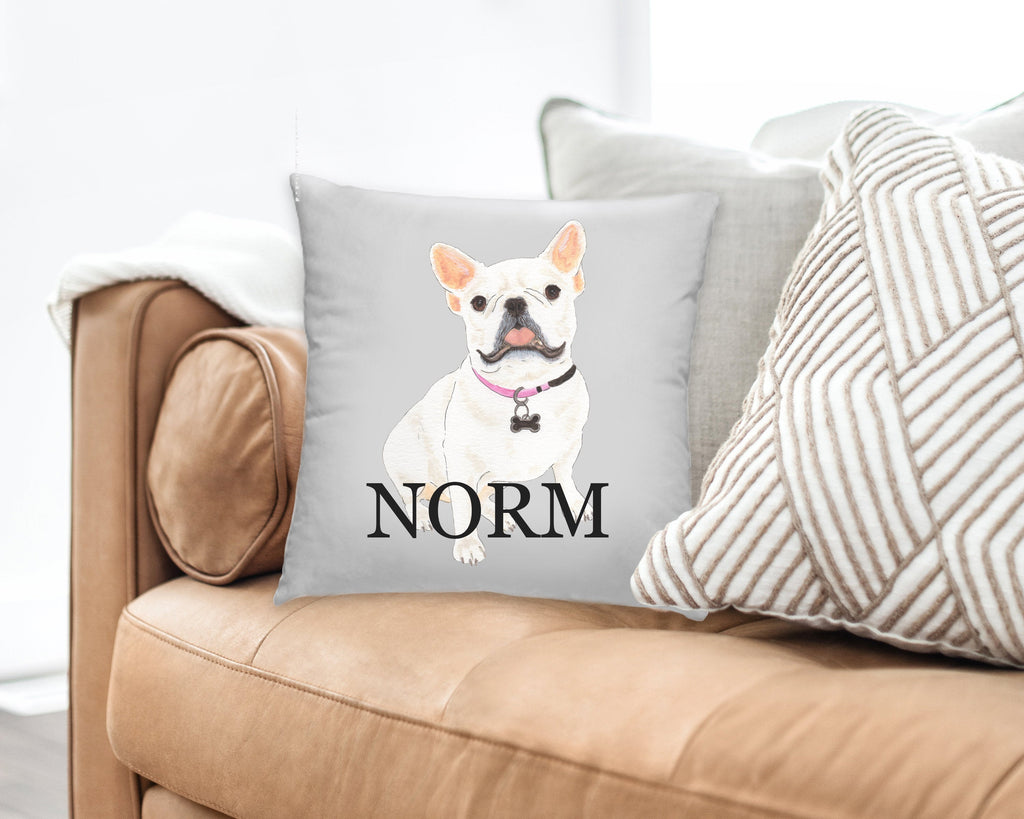 Personalized French Bulldog (White/Pied) Reversible Throw Pillow