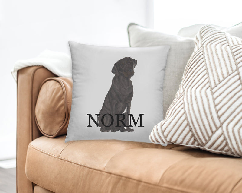 Personalized Labrador (Black) Reversible Throw Pillow