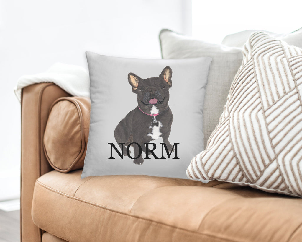 Personalized French Bulldog (Black / Brindle) Reversible Throw Pillow