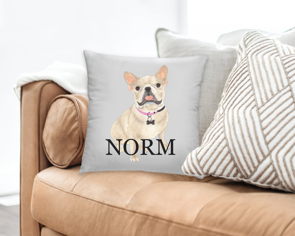 Personalized French Bulldog (Fawn / Cream) Reversible Throw Pillow