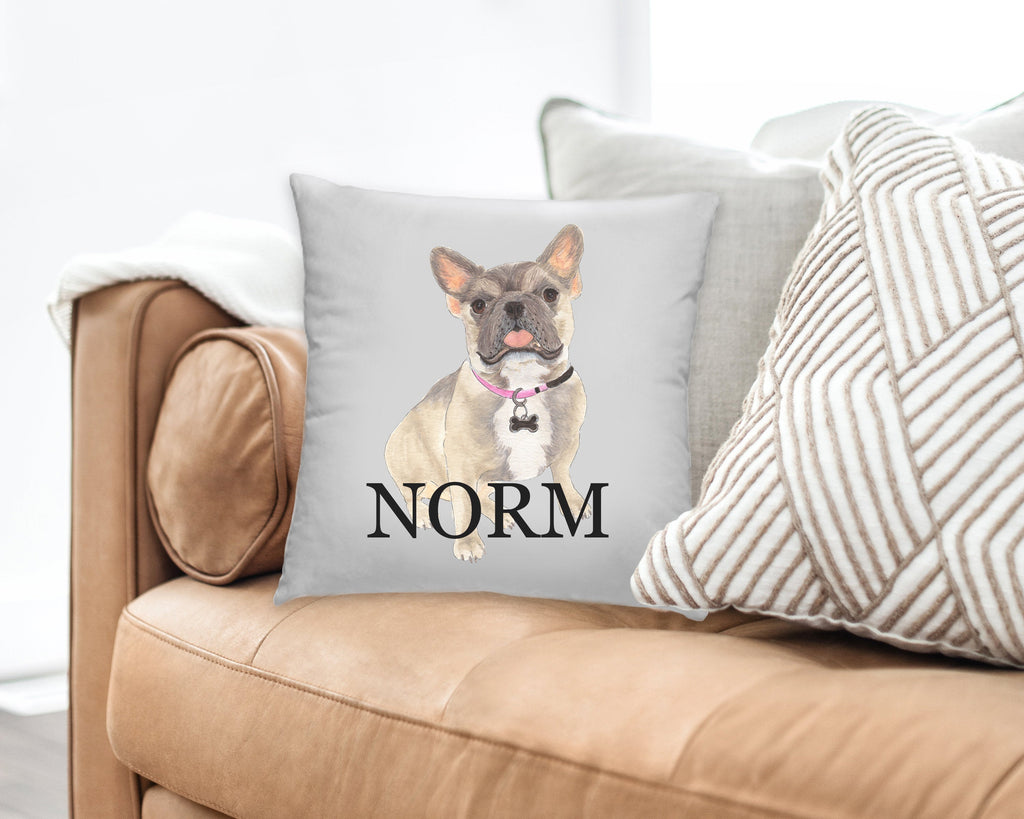 Personalized French Bulldog (Blue Fawn Tricolor) Reversible Throw Pillow