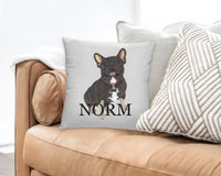 Personalized Black & Tan Tri-Color French Bulldog Reversible Throw Pillow