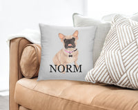 Personalized Masked Fawn French Bulldog Reversible Throw Pillow