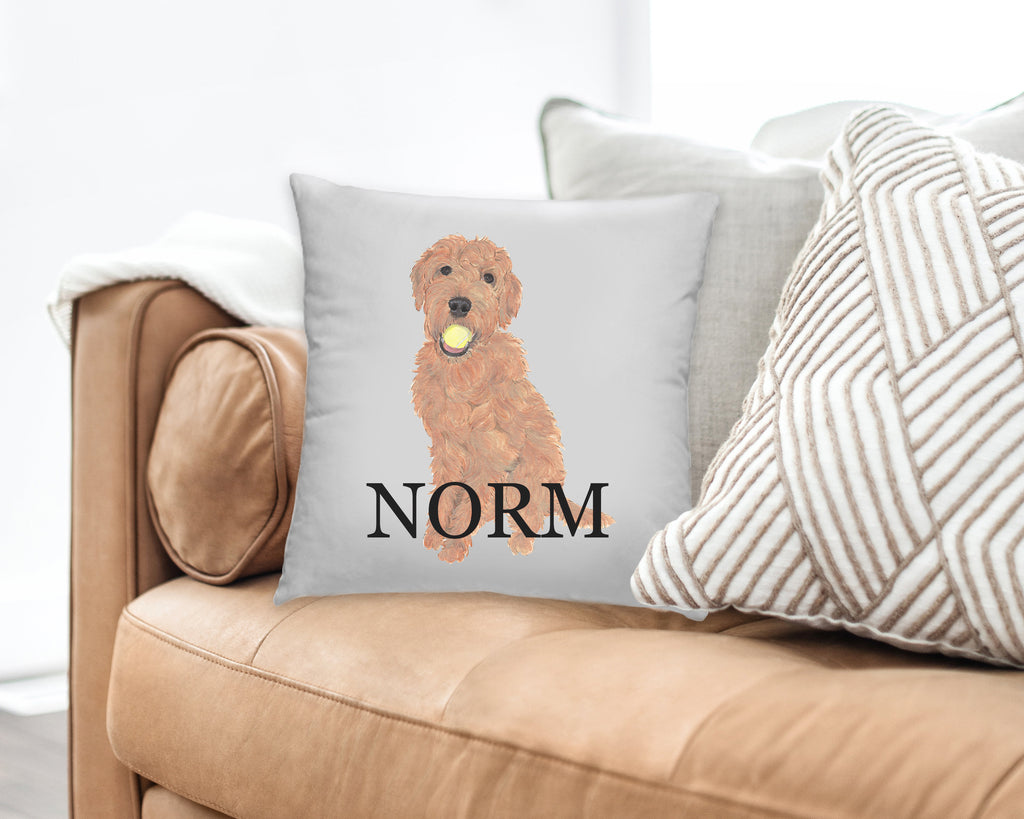 Personalized Golden Doodle Reversible Throw Pillow
