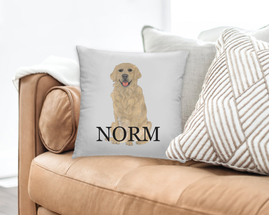 Personalized Golden Retriever Reversible Throw Pillow