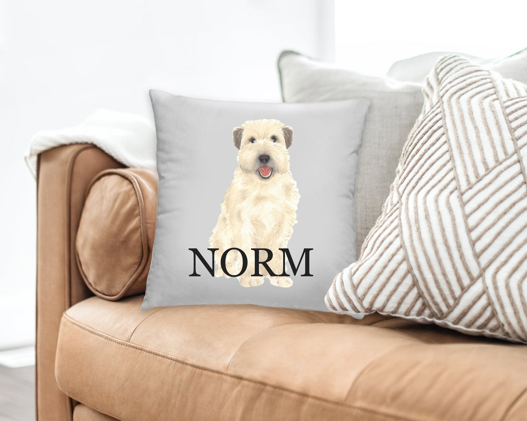 Personalized Wheaten Terrier Reversible Throw Pillow