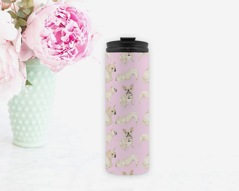 French Bulldog (White / Pied) Travel Coffee Mug