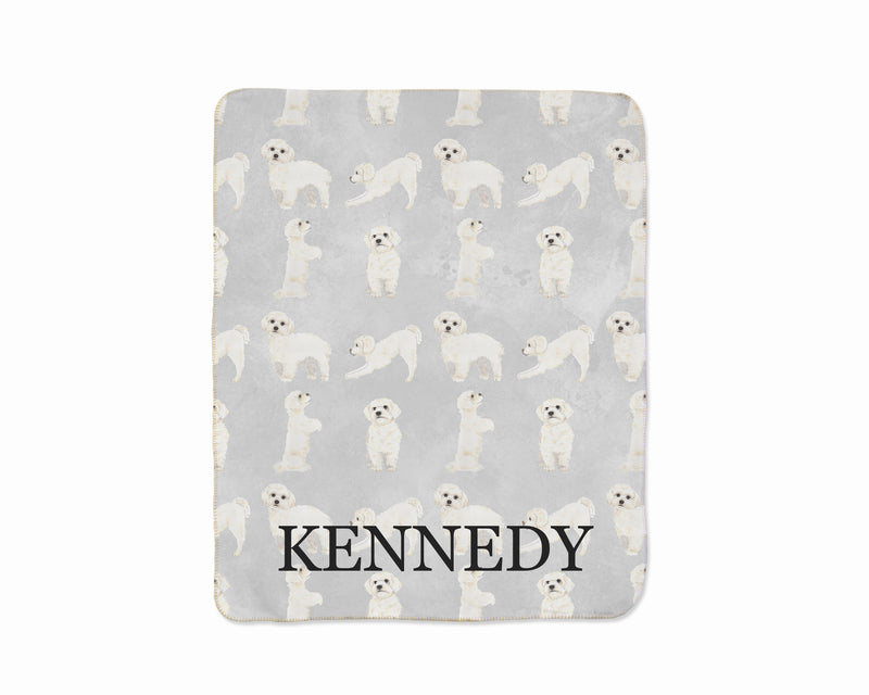 Personalized White Floof Sherpa Throw Blanket