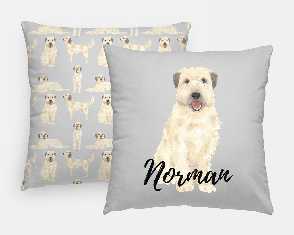 Personalized Wheaten Terrier Reversible Throw Pillow