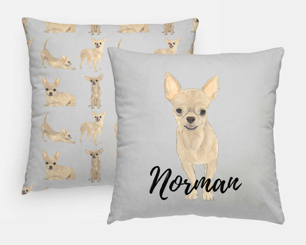 Personalized Fawn Chihuahua Reversible Throw Pillow